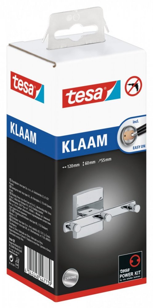 tesa® Klaam Samoprzylepny potrójny wieszak z haczykami tesa® Klaam