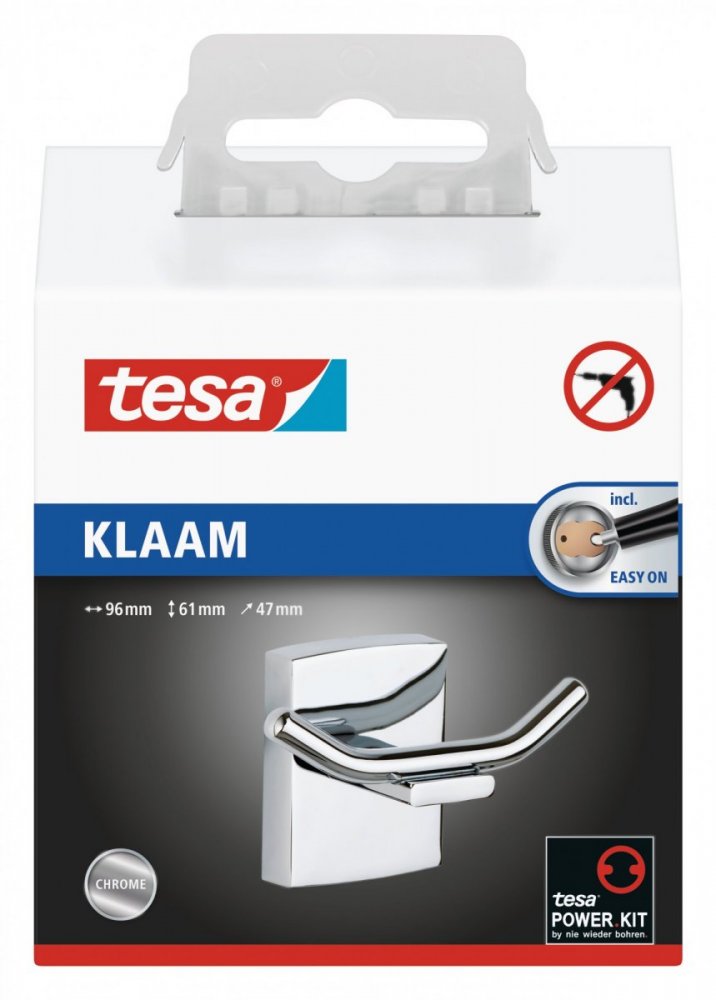 tesa® Klaam Samoprzylepny podwójny łazienkowy haczyk na szlafrok