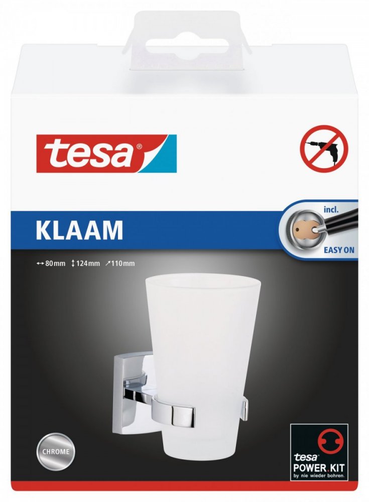 tesa® Klaam Samoprzylepny łazienkowy uchwyt z kubkiem na szczoteczkę do zębów