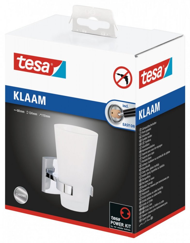 tesa® Klaam Samoprzylepny łazienkowy uchwyt z kubkiem na szczoteczkę do zębów