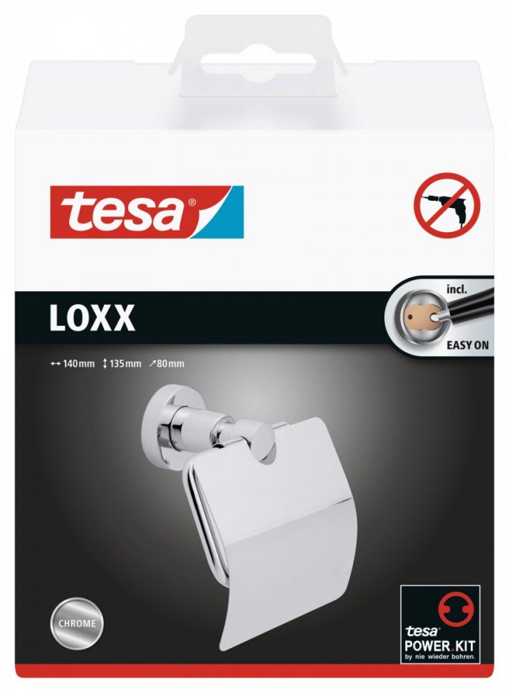tesa® Loxx Uchwyt na papier toaletowy z przykrywką