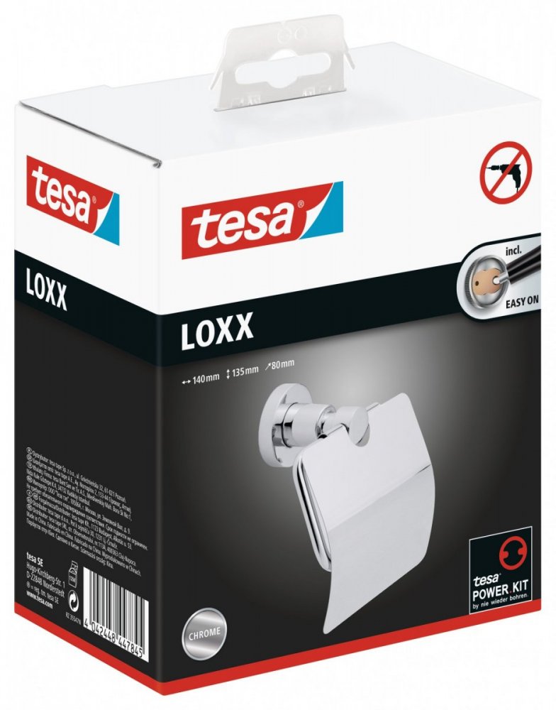 tesa® Loxx Uchwyt na papier toaletowy z przykrywką