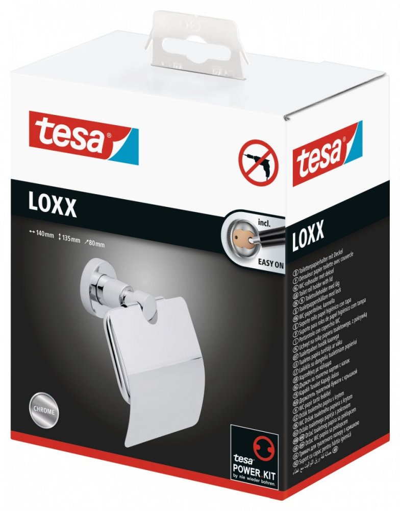 tesa® Loxx Uchwyt na papier toaletowy z przykrywką