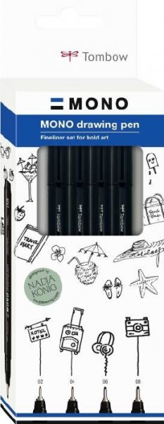 Zestaw Tombow MONO drawing pen Fine, 4 sztuki