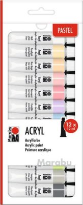 Marabu Zestaw akrylowy PASTEL, 12 x 12 ml