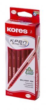 K1-F Długopis trójkątny, czerwony, 12 sztuk w pudełku (cena za 1 szt.)