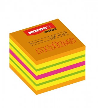 Karteczki neonowe CUBO Summer, 50x50mm, mix kolorów neonowych