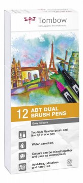 Tombow Flamaster Brush pen ABT – Grey Tone, 12 szt.