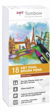 Tombow Flamaster Brush pen ABT – Earth colours, 18 szt.