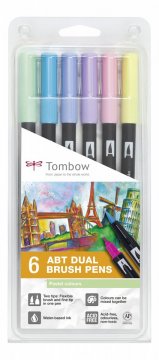 Tombow Flamaster Brush pen ABT – Pastels, 6 szt.