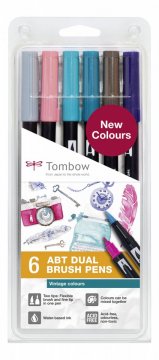 Tombow Flamaster Brush pen ABT – Vintage colours, 6 szt.
