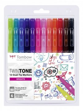 Tombow Marker TwinTone, 12 sztuk, żywe kolory