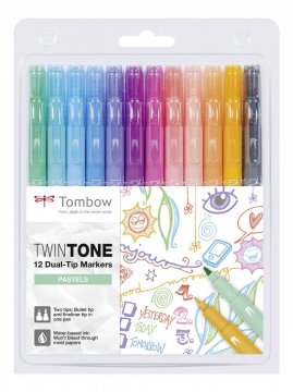 Tombow Marker TwinTone, 12 sztuk, pastelowe kolory