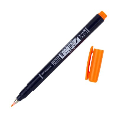Tombow Flamaster Brush pen Fudenosuke, twardy,neon orange