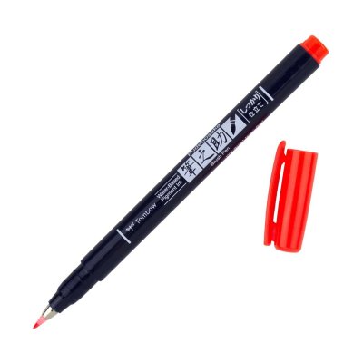 Tombow Flamaster Brush pen Fudenosuke, twardy,neon red